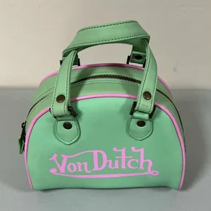 Von Dutch Mint Green Pink Mini Bowling Bag Purse Handbag Pocketbook Satchel 💚🩷 thumbnail 3