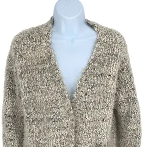 Cotton Emporium Womens Fuzzy Knit Open Pockets Cardigan Sweater Ivory Size Large thumbnail 2