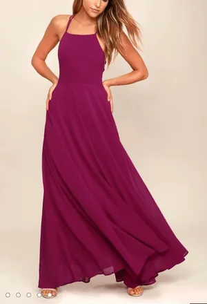 Lulus Magenta Strappy to Be Here Lace Up‎ Maxi Dress size small thumbnail 1