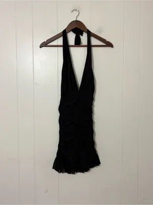 Hello Molly Black Confident Energy Halter Ruched Mini Dress Size XS New Party thumbnail 2