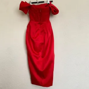 HOUSE OF‎ CB 'Loretta' Red Satin Off Shoulder Dress/Size XS NWOT thumbnail 9