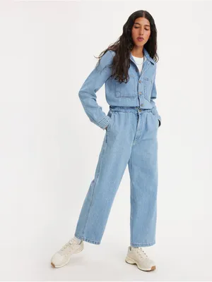 NWOT Levi's Iconic Jumpsuit Light Wash Blue XS Pockets thumbnail 3