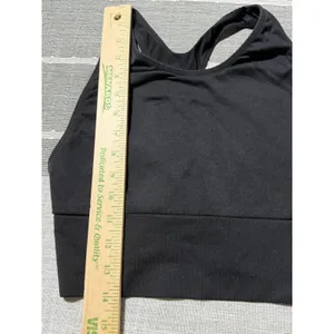 PINK Victoria's Secret Active Black Seamless High Neck‎ Crop Sports Bra Medium thumbnail 2