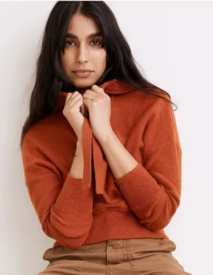 Madewell Women's Size Medium Clairview Hoodie Sweater Maple Glow‎ Orange NC682 thumbnail 1