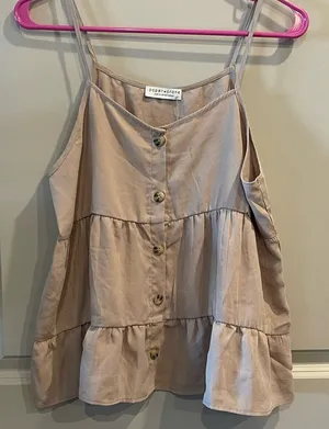 Taupe Button-Down Top thumbnail 1