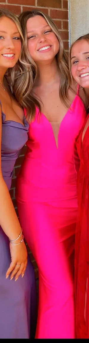 Bright Pink Prom Dress Size M thumbnail 1