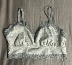 Aerie Gray Lace Trim Bralette Size L thumbnail 1