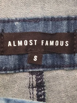 Almost Famous Dark Wash Denim Romper with Ruffle Sleeves Size Small NWT thumbnail 9