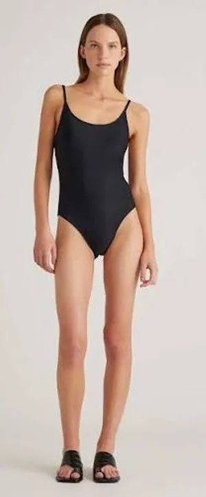 QUINCE Italian Cami One Piece Swimsuit MINIMALIST NWOT NEW Size Small S Black thumbnail 1