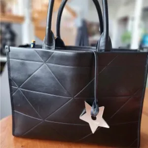 Christian Dior New Silver Star Keychain Bag Charm w/ Logo Gray Leather Tassel thumbnail 7