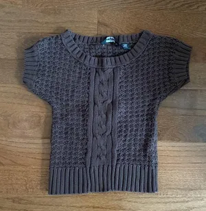 Wet Seal Vintage y2k cable knit brown short sleeve baby doll sweater thumbnail 5