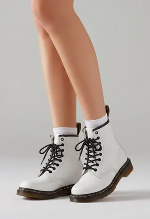 NWOT Dr Martens white leather high top ankle boots sz 6 thumbnail 1