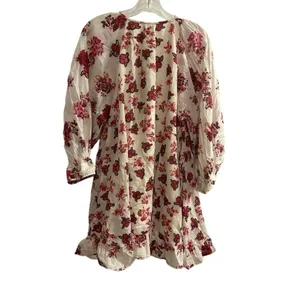 Free People Camella Mini Dress M Ivory and Pink Floral Bohemian 3/4‎ Sleeve thumbnail 13
