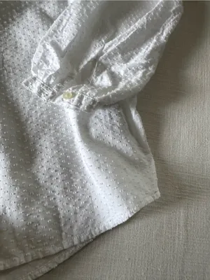 J. Crew White Clip Dot Ruffle Trim Popover Blouse - Small thumbnail 11