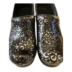 Dansko Black Silver Leopard Patent Leather Clogs Women's EU 38 US 7.5 Comfort thumbnail 9