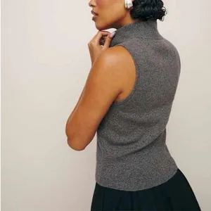 Reformation Large Esti Cashmere Sweater Vest Moto‎ Stripe Grey Fall Winter Ski thumbnail 6