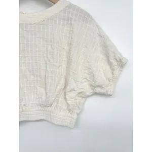 Faherty Cala Windowpane Dolman Cropped Ivory Top S Organic Cotton Neutral Boho thumbnail 7