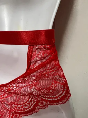 SheIn Red Lace Love Gothic Bodysuit thumbnail 9