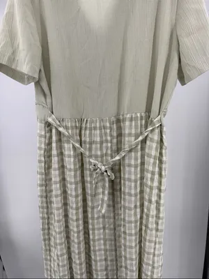 Miss Dorby Light Sage Textured Gingham Midi Dress 10 vintage piping traditional thumbnail 4