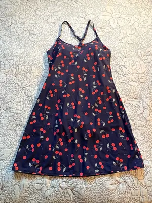 💥NWT Outdoor Voices Exercise Dress Very Cherry Navy Shorts UPF 50+ XS🧡 thumbnail 3