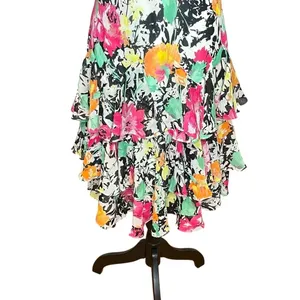 RALPH LAUREN 14P Dress Chiffon Floral Ruffle Midi Y2K Vtg V-Neck Fairy Sundress thumbnail 5