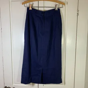 JG Hook Vintage Navy Blue‎ Linen Blend Pleated Midi Skirt High Waist Size 6 thumbnail 2