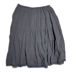 Metro Girl Cotton Lace Tiered Midi Skirt Black XL thumbnail 3