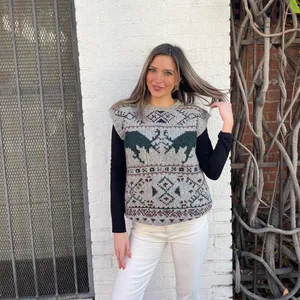 Ralph Lauren vintage 90s moose sweater vest 100% wool sz m thumbnail 3