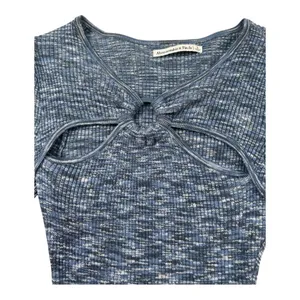 Abercrombie & Fitch Blue Ribbed Bodysuit Long Sleeve Cutout Tie Front Women S thumbnail 9