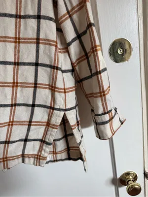 Madewell Cream Plaid Shirt Jacket with Rust & Black Checks thumbnail 3