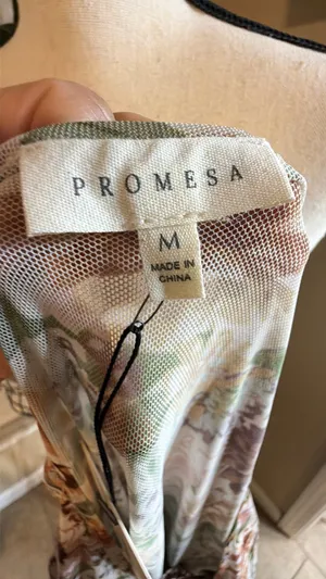 Promesa Floral Tie-Front Blouse in Cream, Green & Pink thumbnail 6