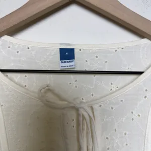 Old Navy Women Cotton Roma Blouse XL White Eyelet Embroidered Balloon Cottage thumbnail 6