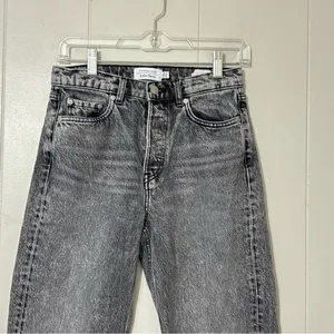 & Other Stories Stockholm Atelier High Rise Straight Leg Jeans Gray Black Raw He thumbnail 3
