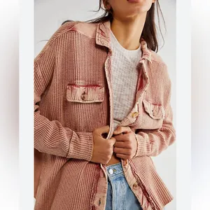 Free People One Scout Waffle Knit Jacket Pink Slouchy Dolman Sleeves thumbnail 3
