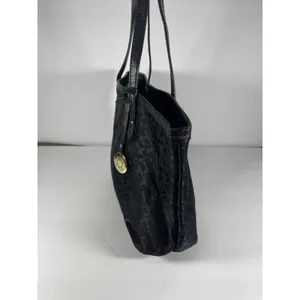 Tommy Hilfiger Black Logo Tote Bag Gold Hardware Bag Charm Zipper Accents thumbnail 3