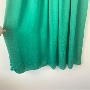 Mango CASUAL Maxi Skirt Green Satin Polyester Floor Length Elastic Waist XS thumbnail 4