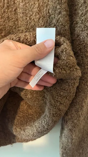 NWT J.Crew Brown Fuzzy Boucle Mock Neck Sweater Size Medium Wool Alpaca thumbnail 5