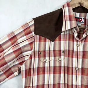 B&D Panhandle Slim Women Western Shirt Large‎ Plaid Pearl Snap Cowgirl Rodeo Y2K thumbnail 2