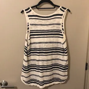 Anthropologie • Moth Navy / White Striped Tank Top (Size L) thumbnail 4