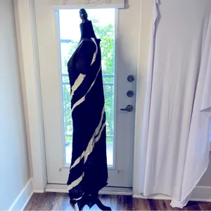DINAH LEE Vtg Asymmetric Black Sleeveless Abstract Lined Dinner Dress Preowned thumbnail 4