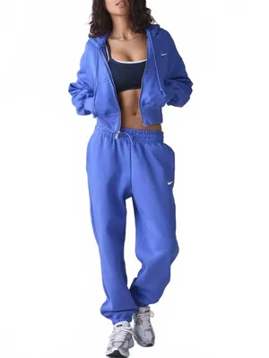Nike Sportswear Phoenix Fleece Loose Full-Zip Cropped Hoodie NWT Light Blue Med thumbnail 5