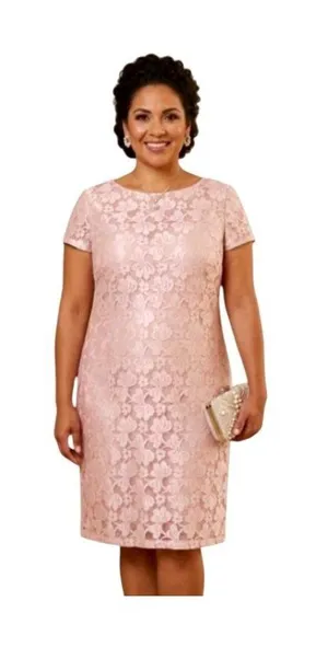 Scarlett Nite Lace Overlay MOB Cocktail Dress Pink 20W Floral Wedding Tea Shower thumbnail 1