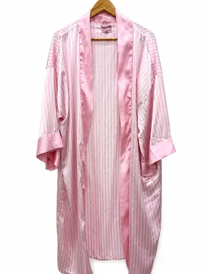 Show Me Your Mumu Harlow robe pink satin stripe coquette glam loungewear chic OS thumbnail 2