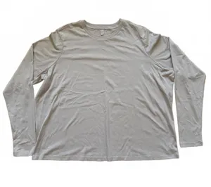 Skims Relaxed Long Sleeve T-Shirt Crewneck Shirt Top Cotton Tan Women's Size XL thumbnail 1