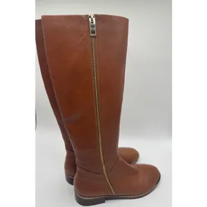 Elaine Turner boots Size 8.5 Cognac Leather Zip Equastrian Knee Tall Never Worn thumbnail 2