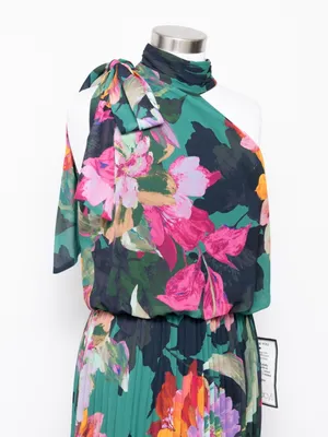 XSCAPE - Gia Floral Print Pleated Chiffon Halter Maxi Dress thumbnail 13