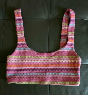 White Fox Multicolor Striped Knit Tank Top - Pink, Orange, blue,‎ size small thumbnail 1