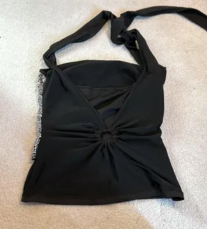 Stunning Sequin Halter Top in Black and Silver thumbnail 3