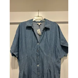 Women’s Large Midi Shirt Dress Denim Cowgirl Soft Western Prairie Modest Teacher thumbnail 2
