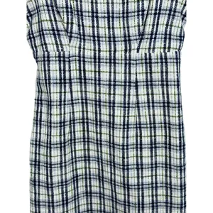 Abercrombie & Fitch White Blue Green Plaid Tweed Sleeveless Mini Dress Womens M thumbnail 5